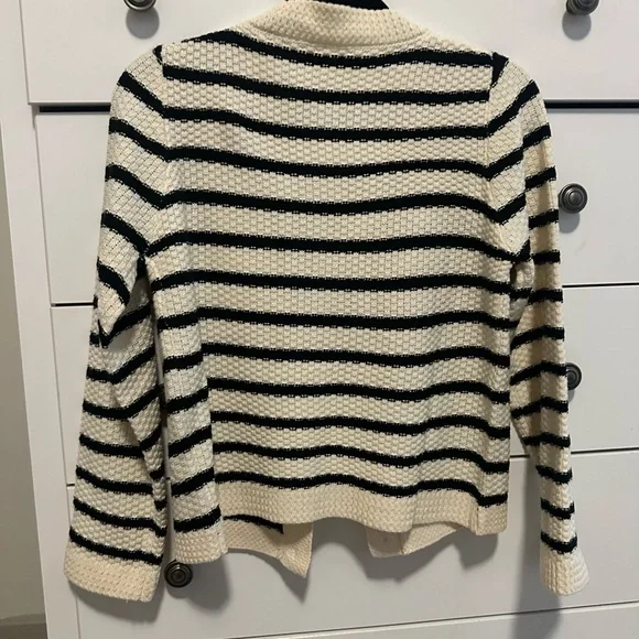 Striped Black and Cream Women's Sweater - Picture 3 of 4